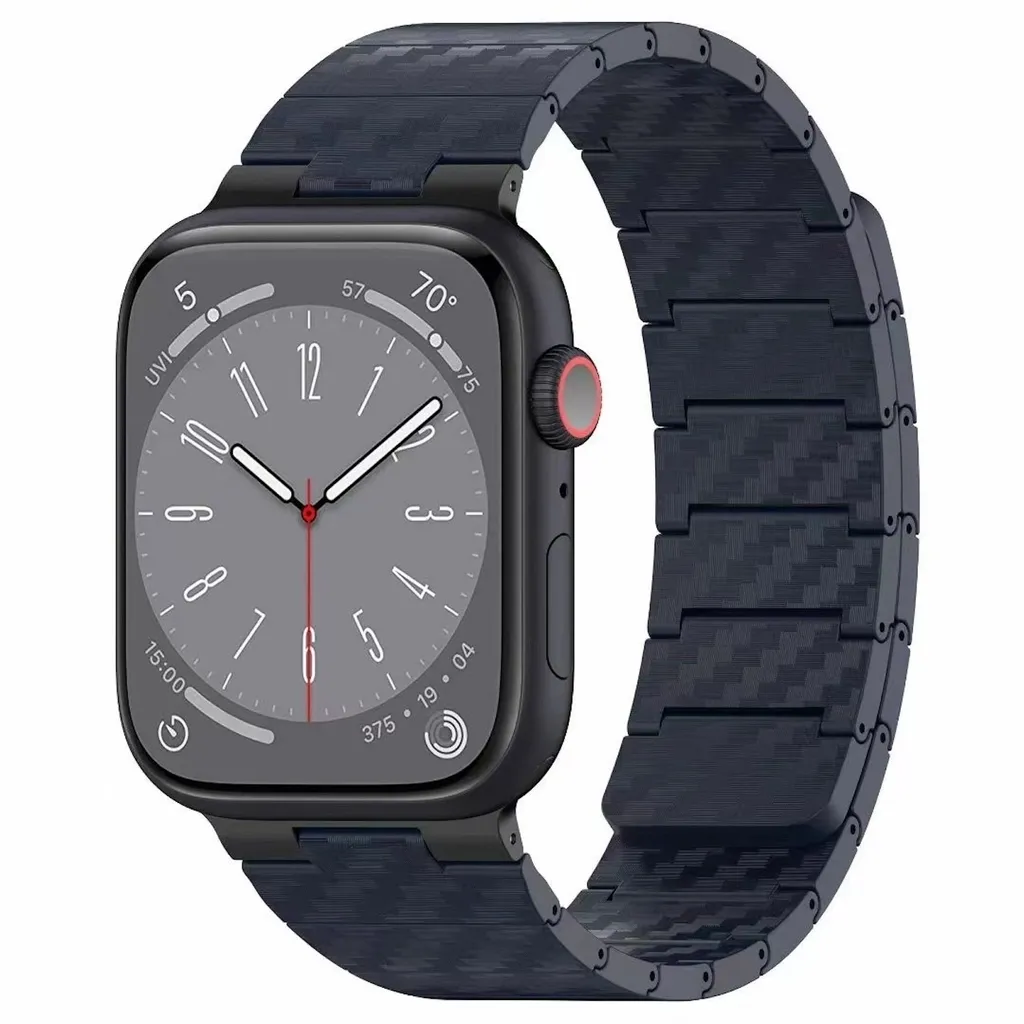 Per Apple Watch SE 2023 44 mm in fibra di carbonio magnetico sostituzione Smart Bracelet Blu