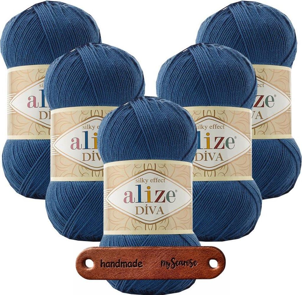 5 x ALIZE Diva 279 Midnight Blue mit Label Produktbild 