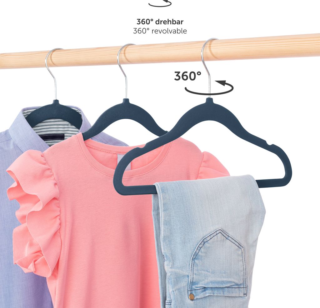 Blumtal 50er-Set Kleiderbügel für Kinder mit Samtbezug - Produktbild 3