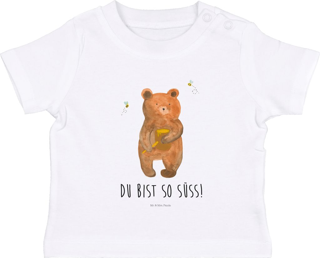 Mr. & Mrs. Panda Babyshirt Bär Honig 0. - 6. Monat - Weiß - Geschenk, Verliebte, Baby Oberteil, Shirt, Liebe, T-Shirt, Partner, Kinder, Teddy