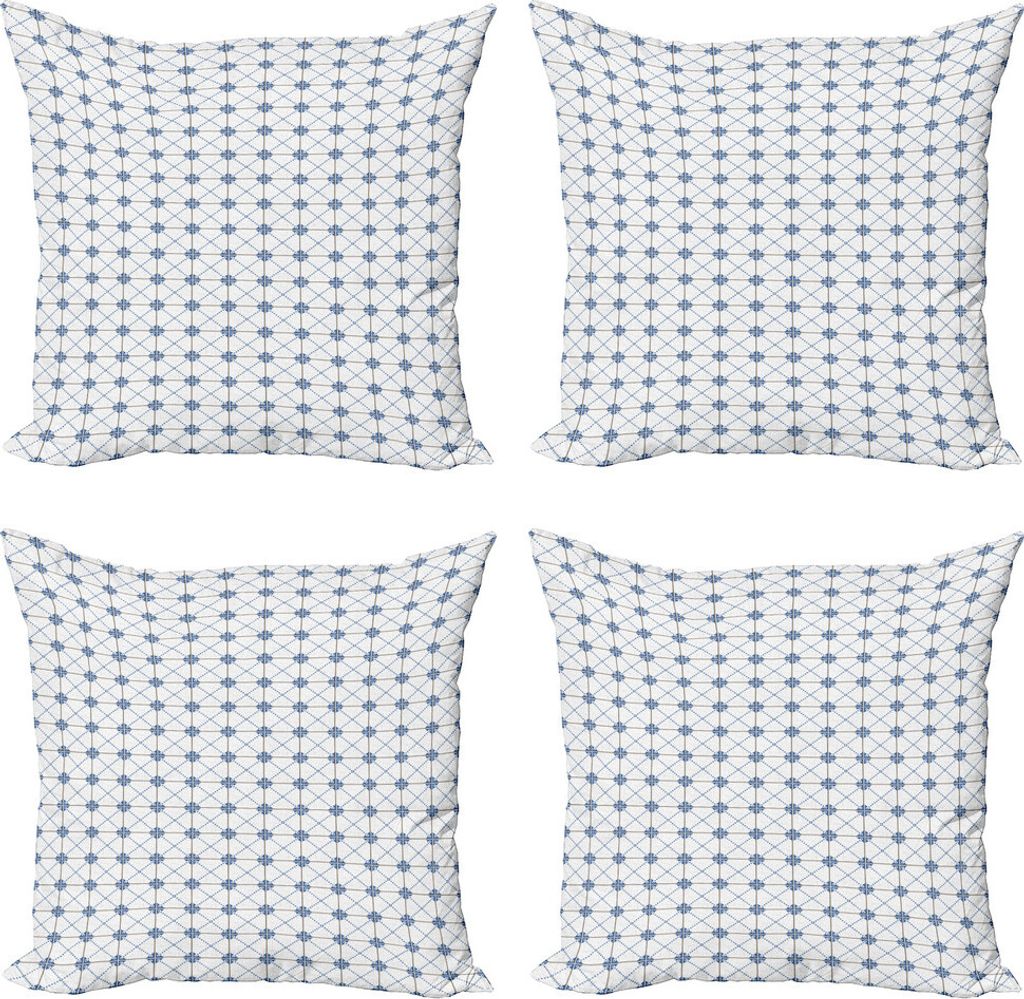 ABAKUHAUS Jahrgang Kissenbezug Set (4 Stück), Portugiesisch-Mosaik-Fliesen, Moderner Doppelseitiger Digitaldruck, 40 cm x 40 cm, Weiß Braun und Blau