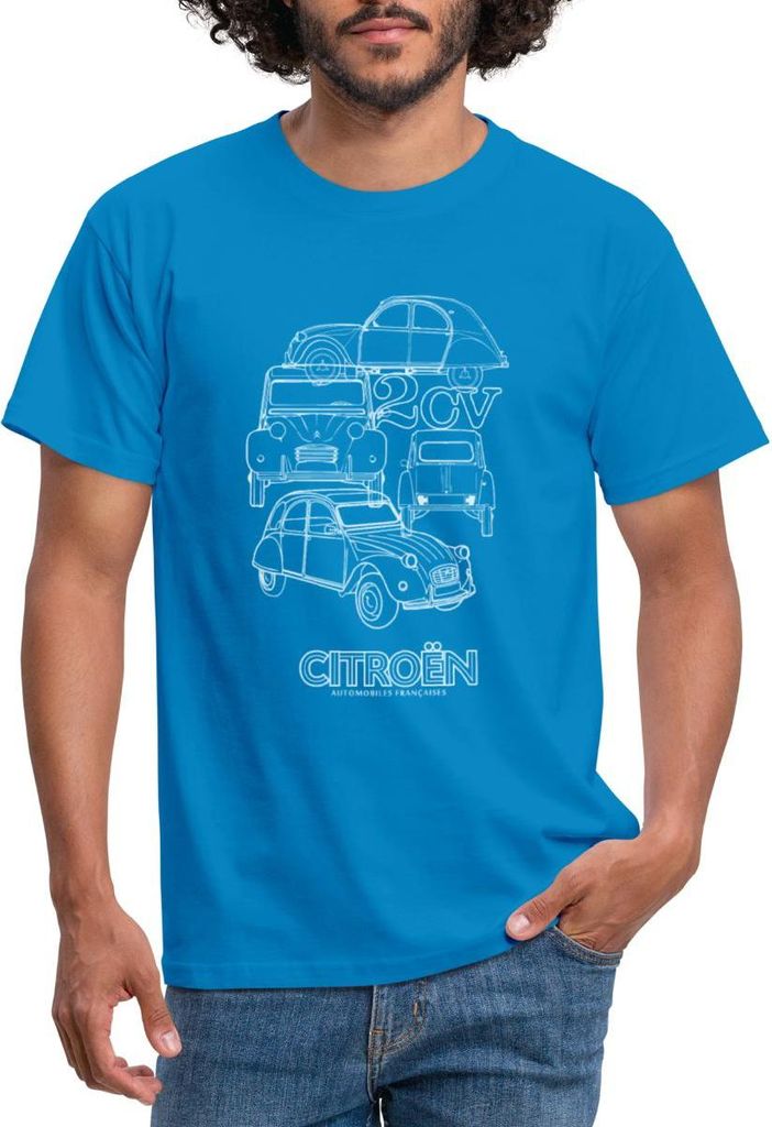 Spreadshirt Citroën 2CV Ente Skizze Männer T-Shirt, XXL, Royalblau