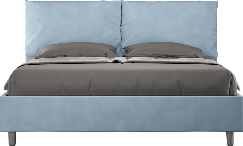 ITYHOME - Gepolstertes Bett mit Lattenrost 160x210 mit Mikrofaserbezug Himmelblau Antea