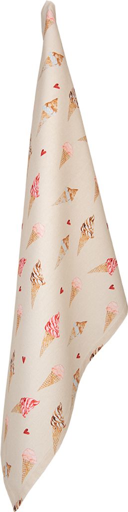 Clayre & Eef Geschirrtuch 50x70 cm Beige Rosa Baumwolle Eis