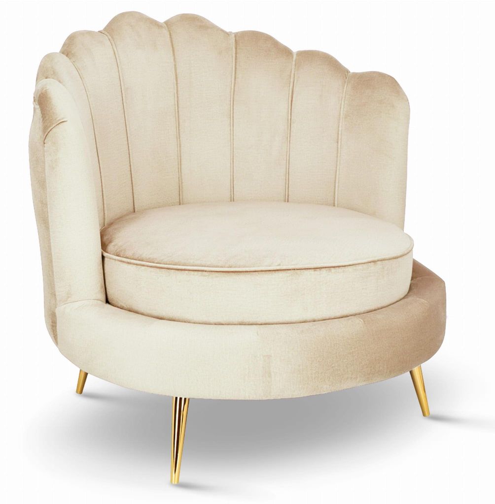 MG Design Samt Muschelsessel in Beige - Moderner Produktbild 