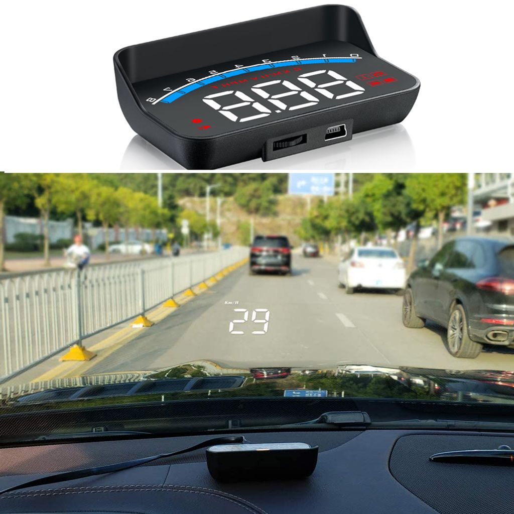 Honorall Auto-HUD-Display und Spannungsalarm für alle Fahrzeuge HUD-Head-Up-Display Hochauflösender Tachometer Auto-sicherer Fahrcomputer Geschwindigkeits 3D-Reflexionsdisplay 