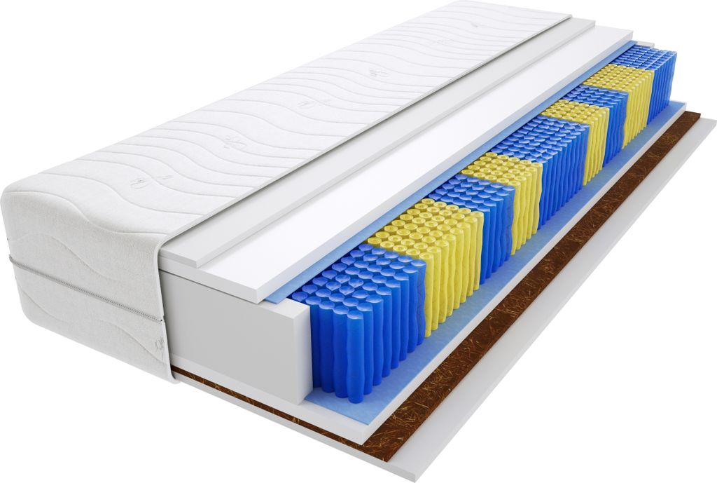 Matratze 100x190 cm Doppelmatratze, H3 & H5 Federkernmatratze, Taschenfederkernmatratze 18 cm Hoch Kokosfaser Hypoallergene, HR-Schaum, Wendematrat...