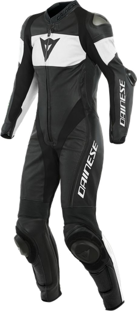 Dainese Imatra 1-Teiler Perforierte Damen Motorrad Lederkombi Farbe: Schwarz/Weiß, Grösse: 38