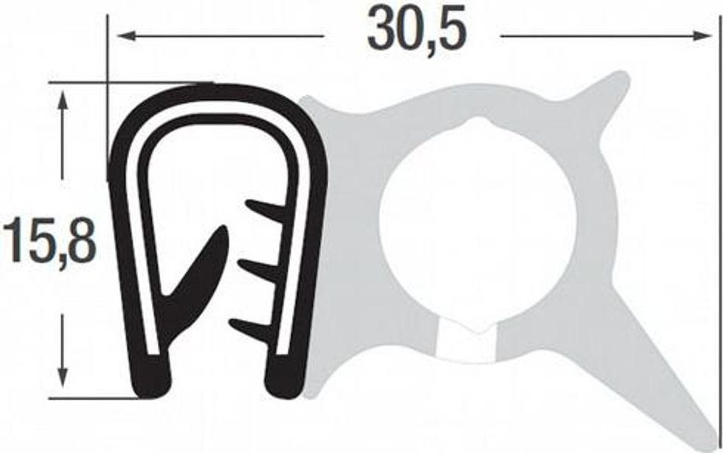 DS28 - PVC / EPDM Kantenschutz Dichtungs Profil Gummi Dichtung seitlich - Klemmbereich 2 - 4 mm