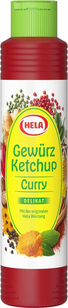 Hela Curry Gewürz Ketchup delikat 3er Pack (3x500ml Flasche) + usy Block