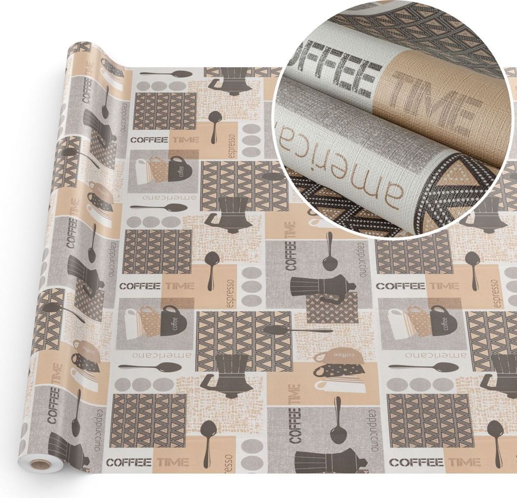 Tischdecke Wachstuch Premium Ornamente Beige Robust Wasserabweisend Breite 140 cm Länge 2000 cm