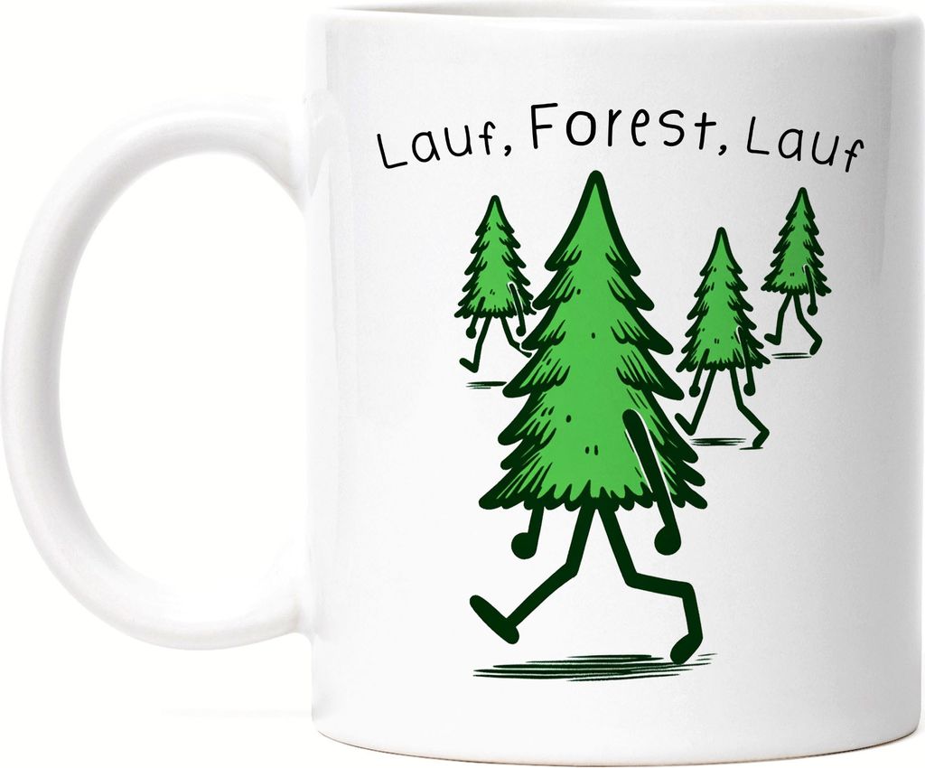 Lauf Forest Lauf Tannenbaum Tasse Weiß - Tannenbaum Wald Laufen Spaß