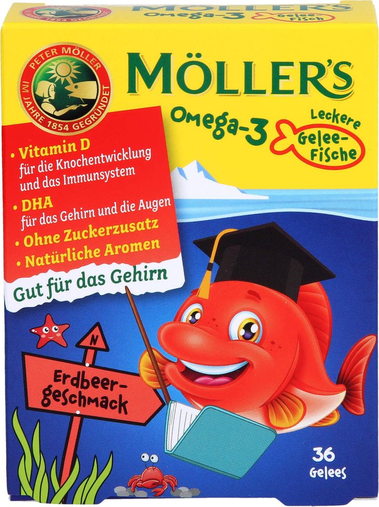 Möller's Omega-3 lahodné želé ryby s jahodovou príchuťou, Obrázok produktu 