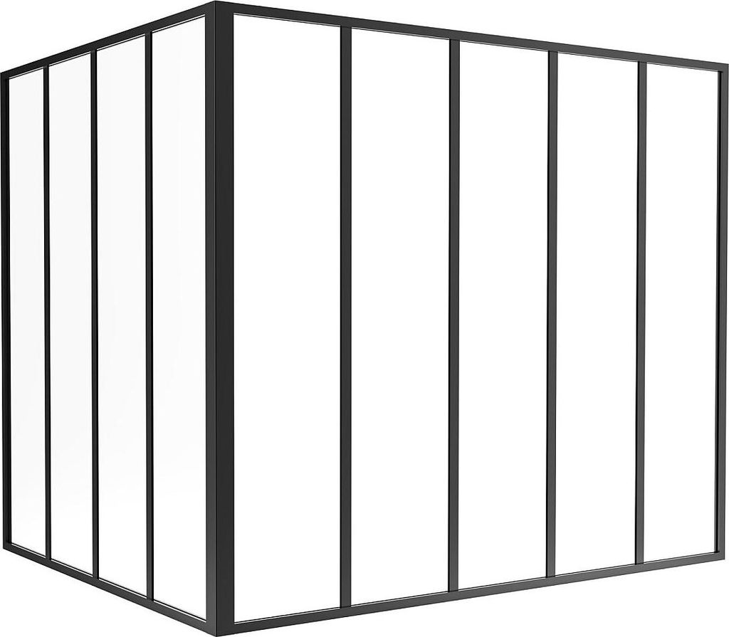 Glasierte pulverbeschichtete Aluminium-Eckwand - B 150 x B 120 x H 130 - Schwarz - BAYVIEW