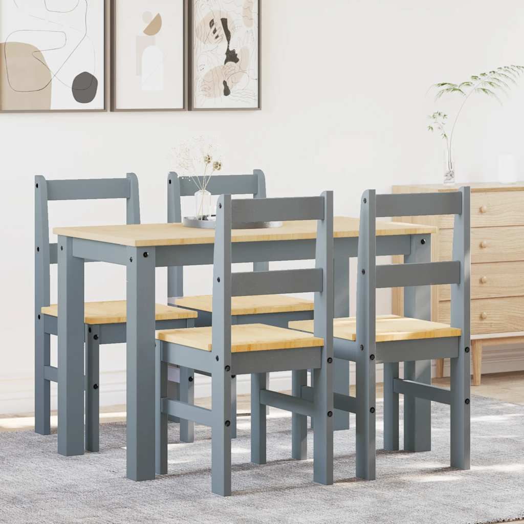 Maison Exclusive - 5-tlg. Essgruppe PANAMA Grau Massivholz Kiefer