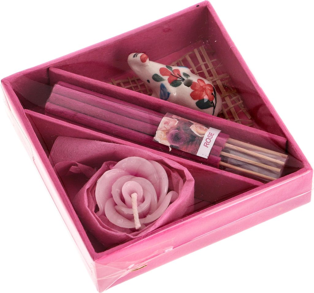 Räucher Geschenkset mit Räucherstäbchenhaltern - Rose, Produktbild 