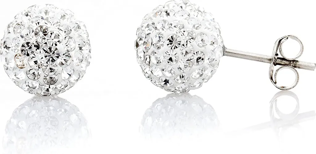 Amor Orecchini A Bottone Donna In Argento 925 Con Cristalli Preciosa - Nodo Tricolore, 10mm, Confezione Regalo