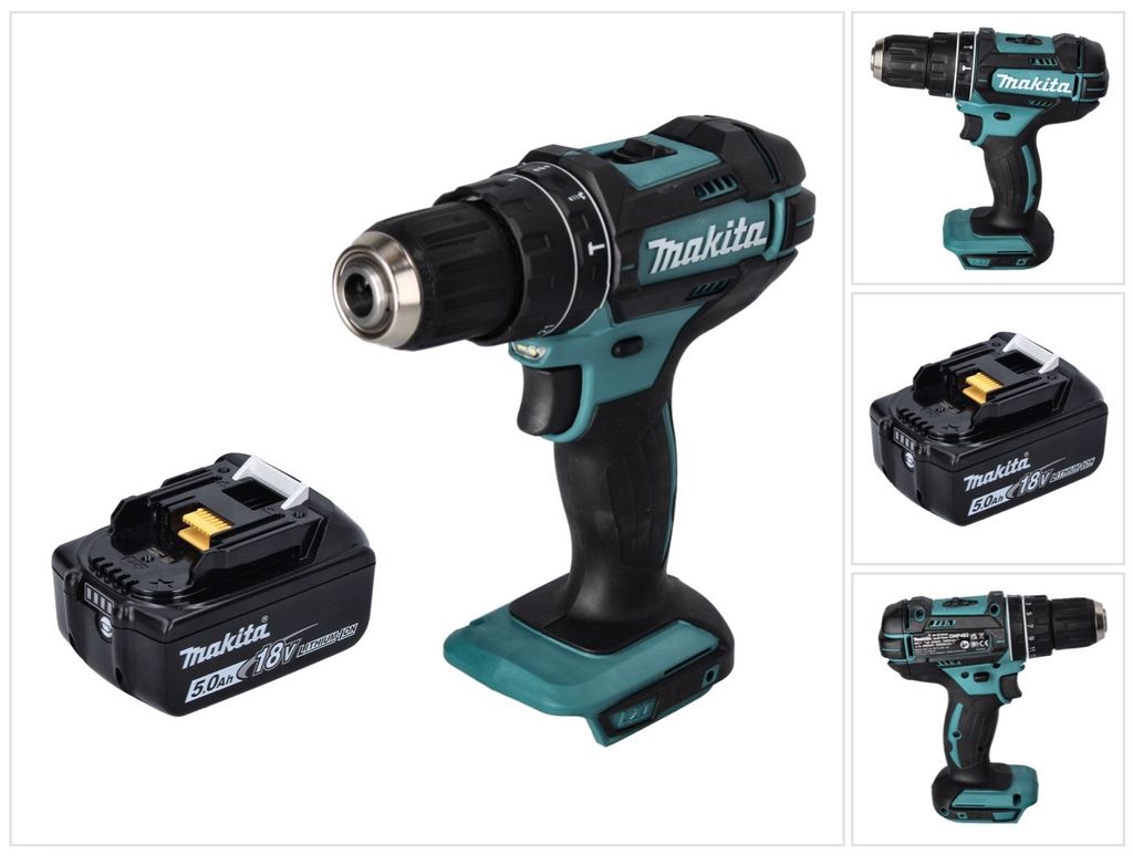 Makita DHP 482 T1 Akku Schlagbohrschrauber 18 V 62 Nm + 1x Akku 5,0 Ah - ohne Ladegerät