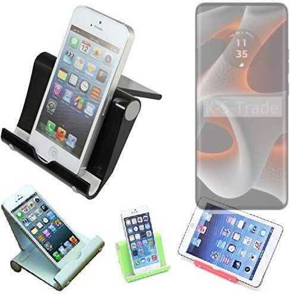 K-S-Trade Handy-Ständer kompatibel mit Motorola Edge 50 Pro faltbarer Tischständer Smartphone Tablet Halterung Reise