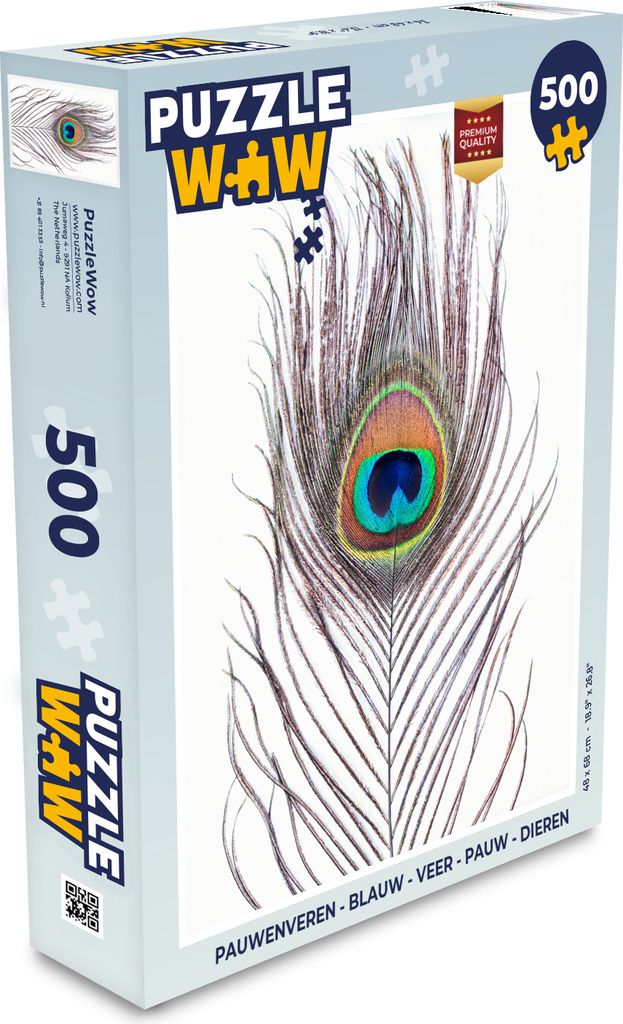 MuchoWow Puzzle 500 Teile Pfauenfedern - Blau - Feder - Pfau - Tiere - Denken - Spiel - Toy