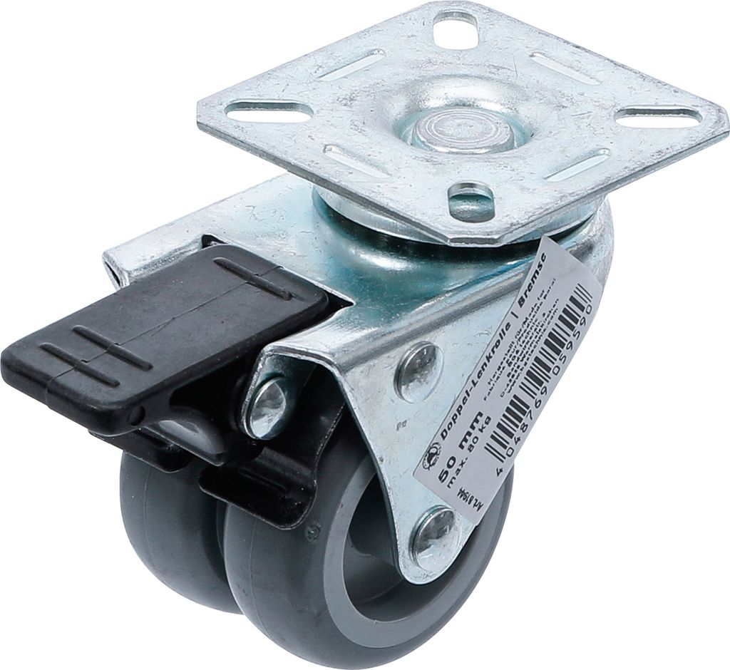 BGS TECHNIC Doppellenkrolle Kugelgelagert 81944, Ø 50 mm, gebremst