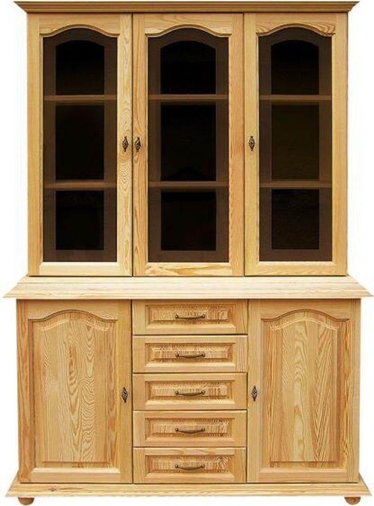 Massivholz-Vitrine, Kiefer massiv, Farbe: Natur