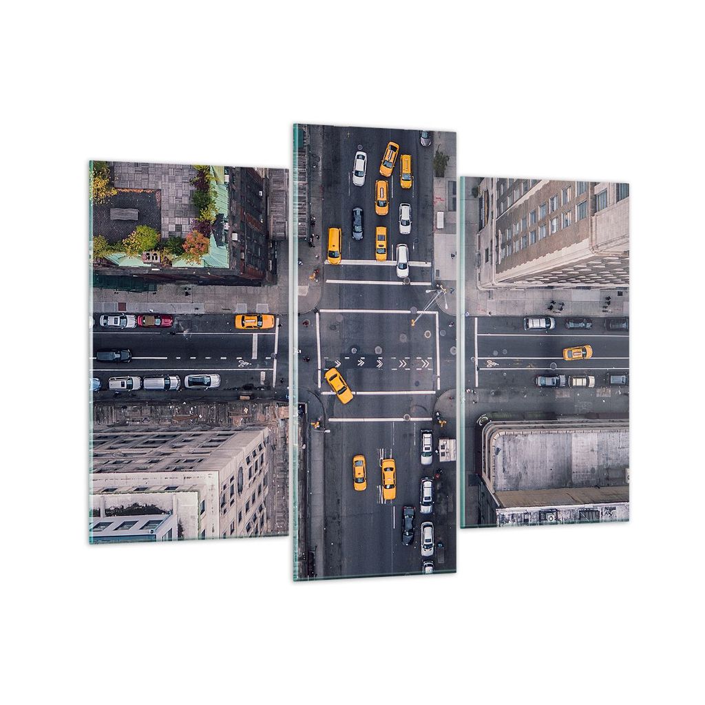 Bilder auf glas - New York Straße - 130x100cm - Glasbilder - Wandbilder - Kunstdruck - zum Aufhängen bereit - Wanddekoration aus Glas - Glas Bild...