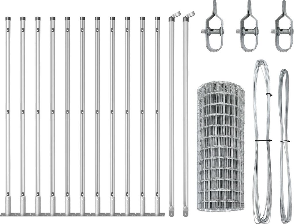 Möbel Euro-Zaun mit 13 Flanschpfosten 0.6x25 m Verzinkter Stahl - Metallzäune 3351022