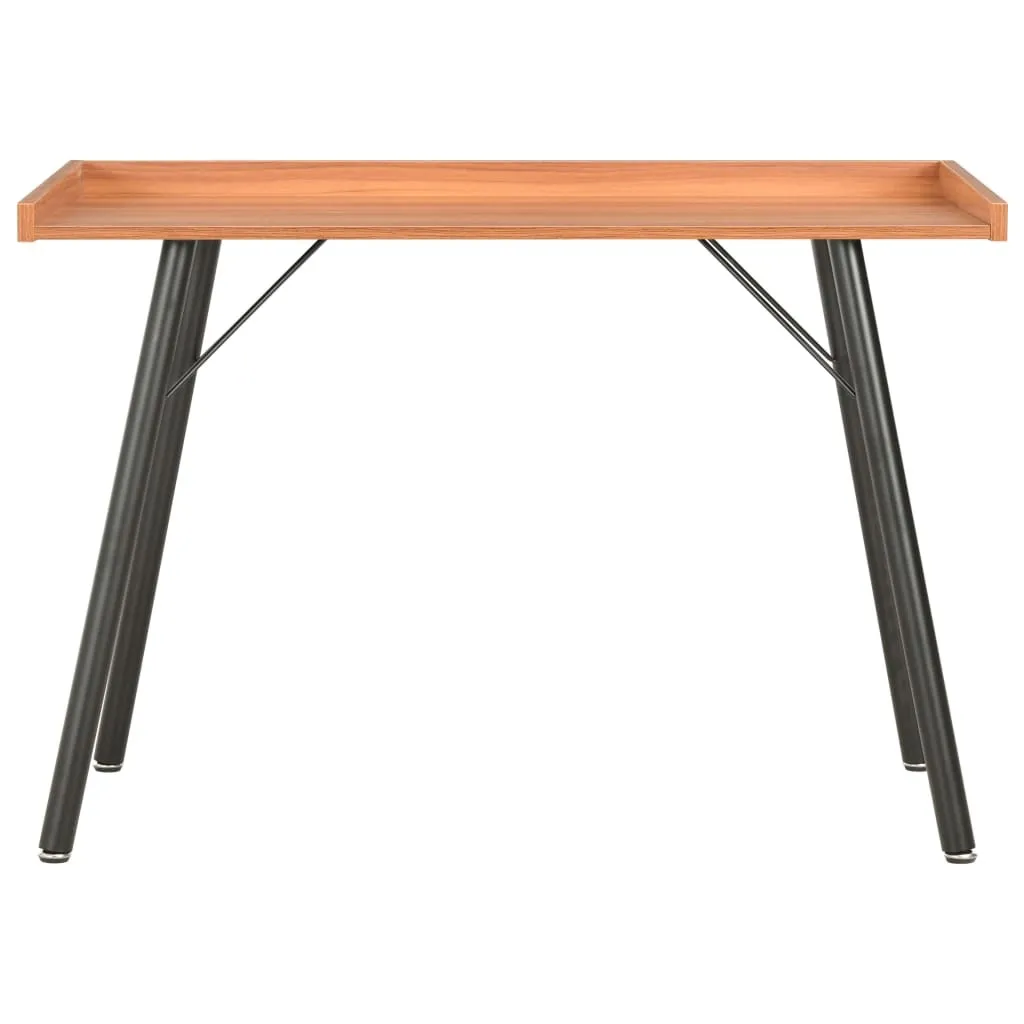 Scrivania Minimal Marrone 90x50x79 cm | Tavolo Studio Design Essenziale