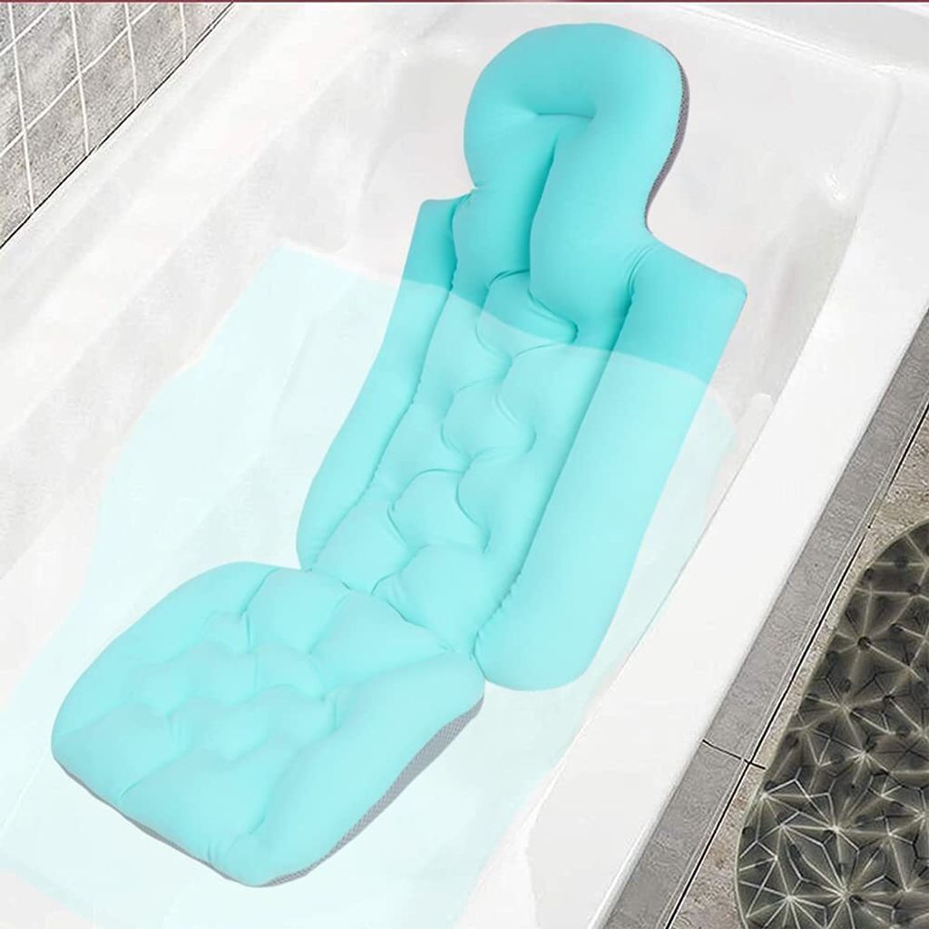 Alomejor Ganzkörper-Badewannenkissen – 122 Cm Lang, Schnell Trocknend, Ergonomisch & Rutschfest, Ozeanblau