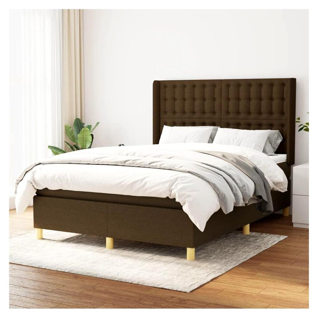 Lattenrost mit Matratze, Dunkelbraun, 140 x 200 cm, Plattformbett mit Lattenhalter, einfache Montage für Schlafzimmer, Erwachsene