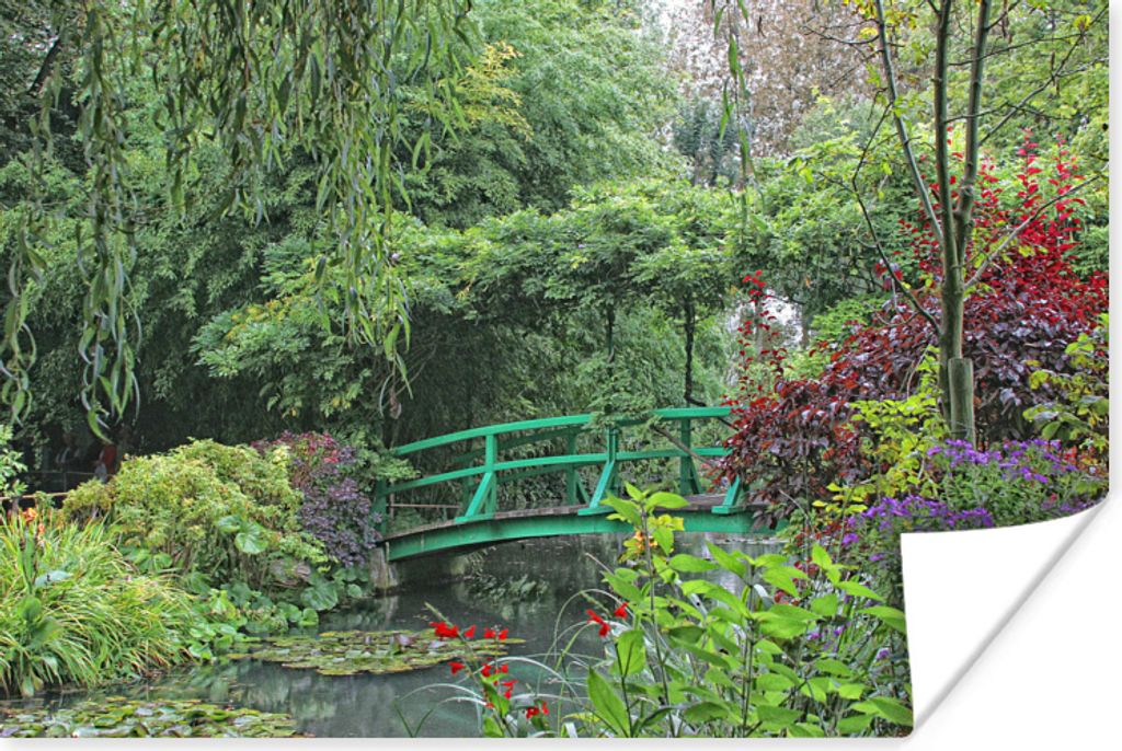 MuchoWow Poster Grüne Brücke mit kleinem See im französischen Garten von Monet in Giverny 30x20 cm - Plakate - Print