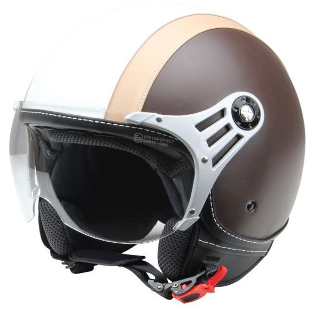 CMX Jet Helmet - Casco Scooter Chap Pelle bianco, marrone, Immagine del prodotto 