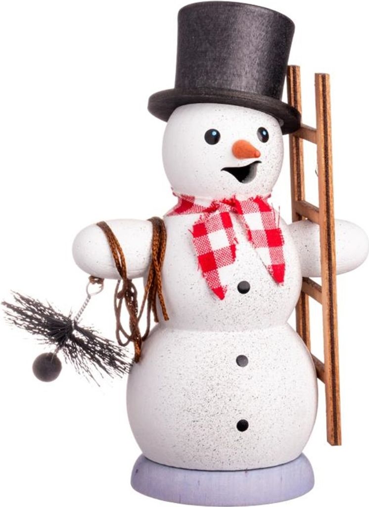 Drechslerei Kuhnert Räucherfigur - Schneemann als Schornsteinfeger - winterliche Dekoration - traditionelle, hochwertige Handarbeit - ca.13 cm - 3...