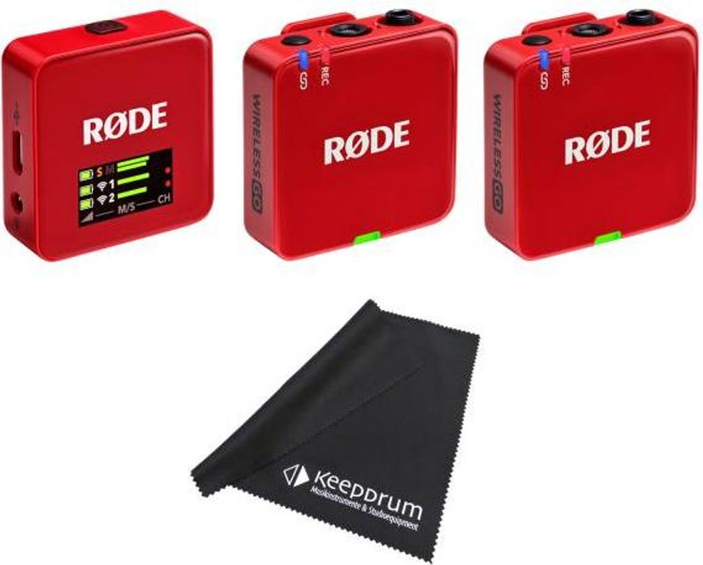 Rode Mikrofon-Funksystem Wireless GO Gen 3 Rot mit Tuch