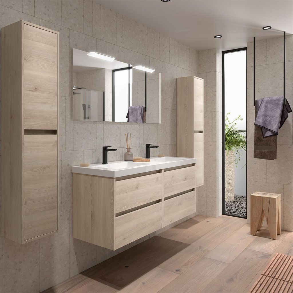 Noja Unterschrank 1400 4 Schubladen + Waschbecken Nature