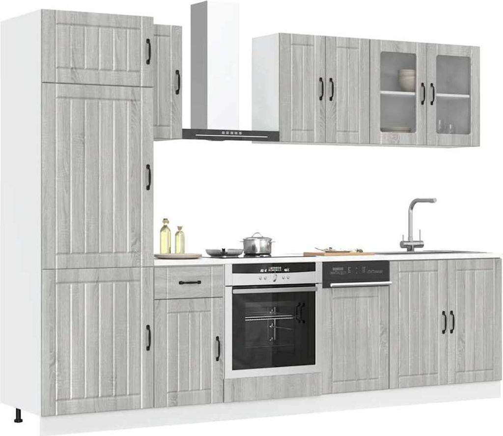 Möbel 8-tlg. Küchenschrank-Set Kalmar Grau Sonoma Holzwerkstoff - Küchenschränke CHY869328