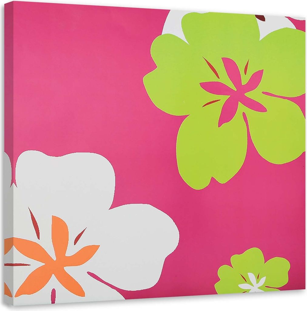 Leinwandbild blumengrafik auf rosa hintergrund 30x30 cm Feeby farbe wandbild bereit zum aufhängen