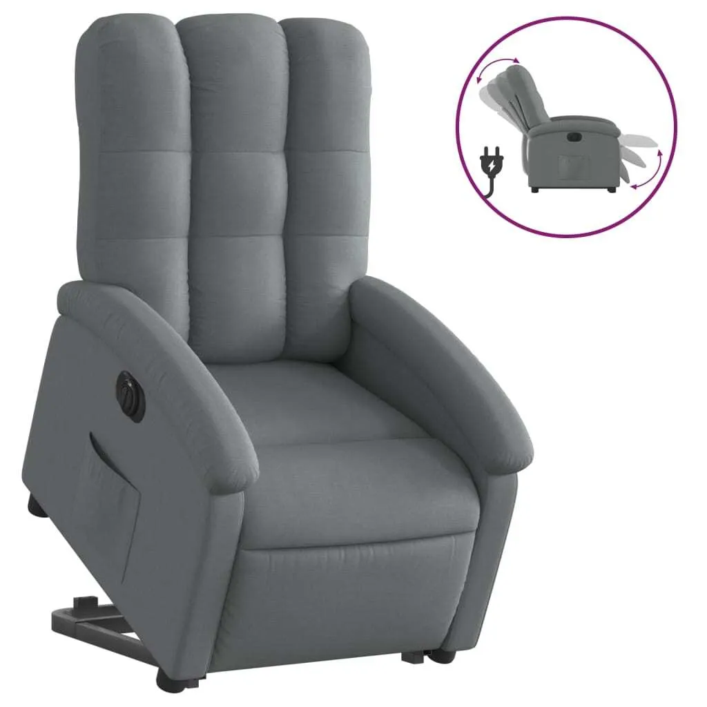 Fauteuil relax électrique inclinable en tissu gris avec moteur puissant