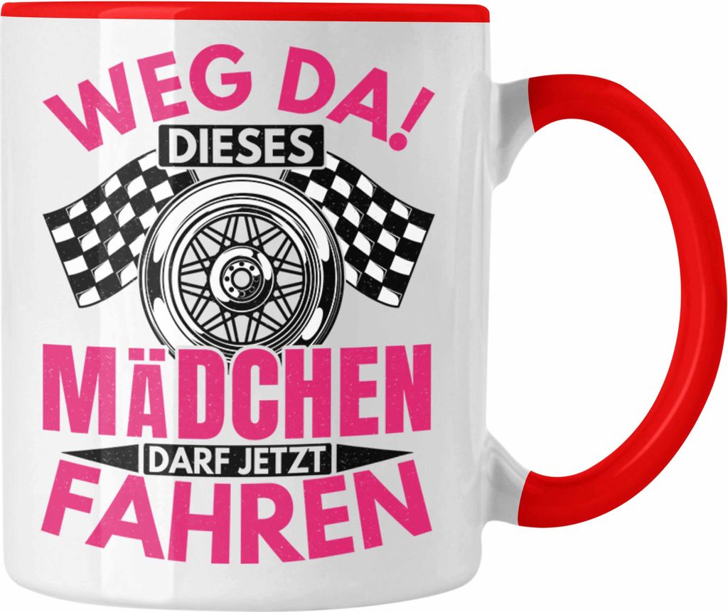 Trendation - Führerschein Bestanden Geschenk Tasse Spruch Mädchen Frauen (Rot)