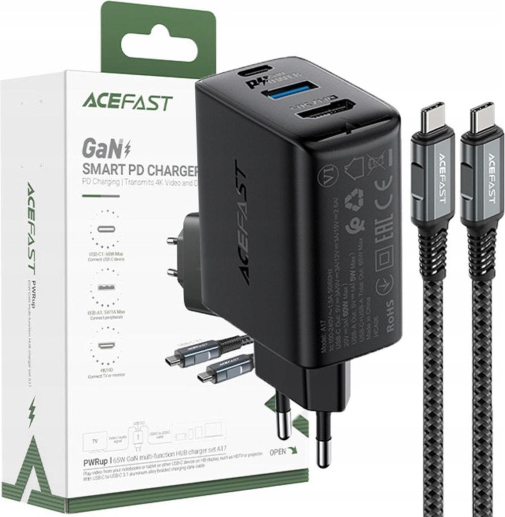 Gan Acefast A17 65W Chargeur Usb-C / Usb-A, Adaptateur Hdmi Image du produit 