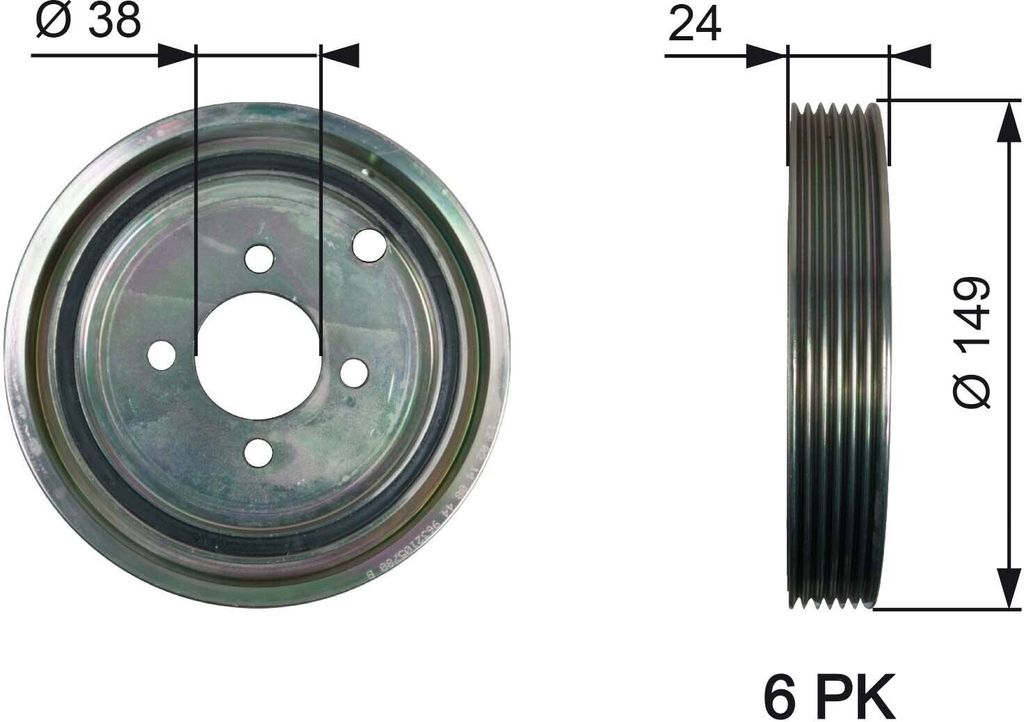 GATES TVD1099 - OE 0515 N7 Riemenscheibe, Kurbelwelle für C5 I (DC), C5 I (DE), Xsara, 406