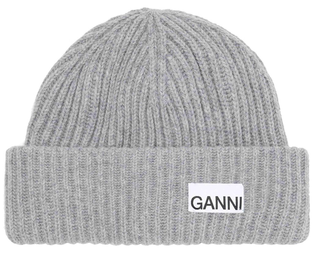 Muts Ganni Structured Rib Beanie Paloma Melange Os voor Productafbeelding 
