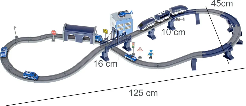 Circuit de train de police électrique de 3 mètres avec 92 accessoires - 3