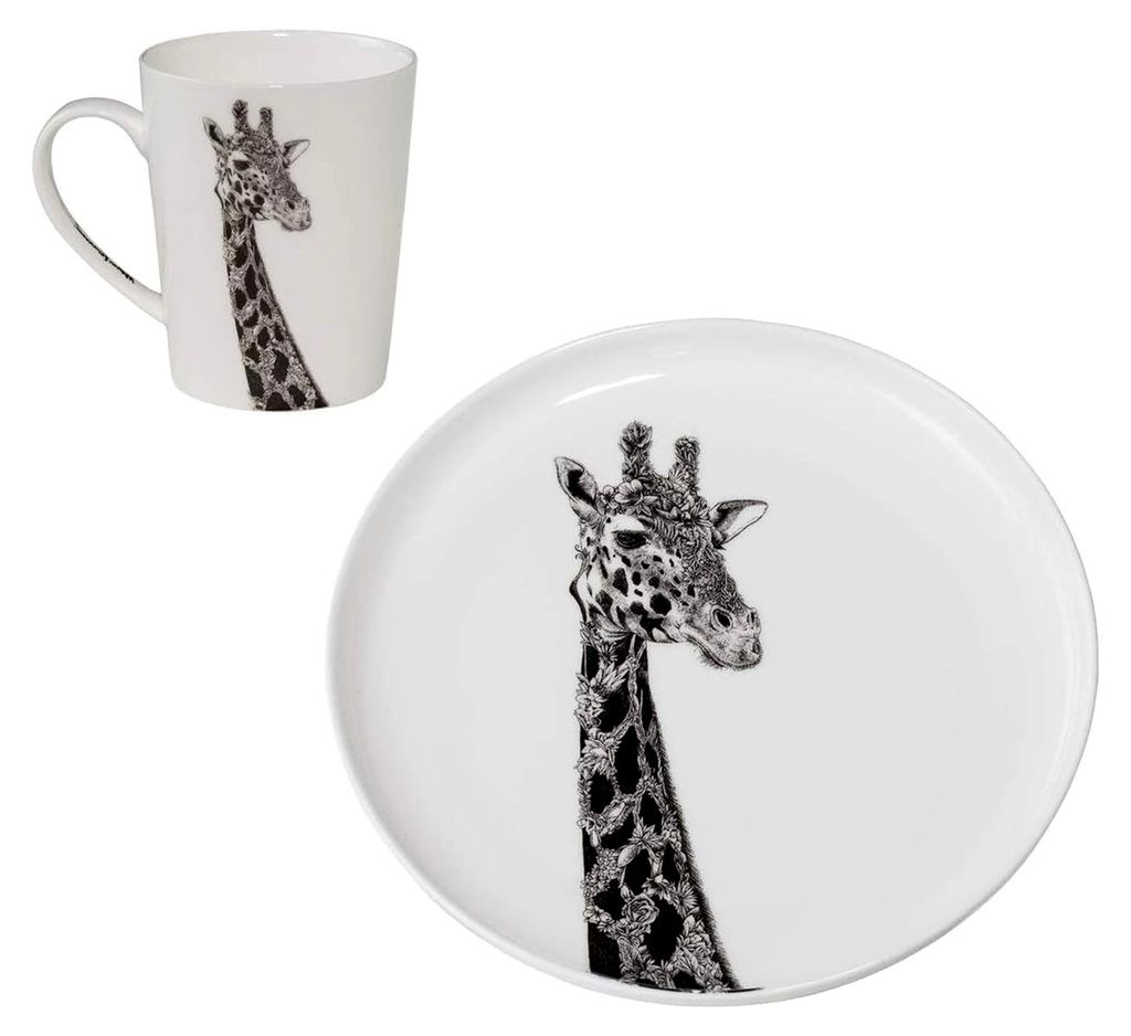 Becher und Teller Giraffe aus Bone China Porzellan von Maxwell & Williams Marini Ferlazzo