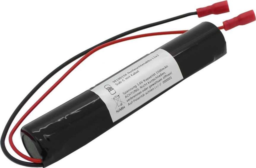 Notleuchtenakku NiMH 3,6V 3500mAh L1x3 Sub-C mit 200mm Produktbild 