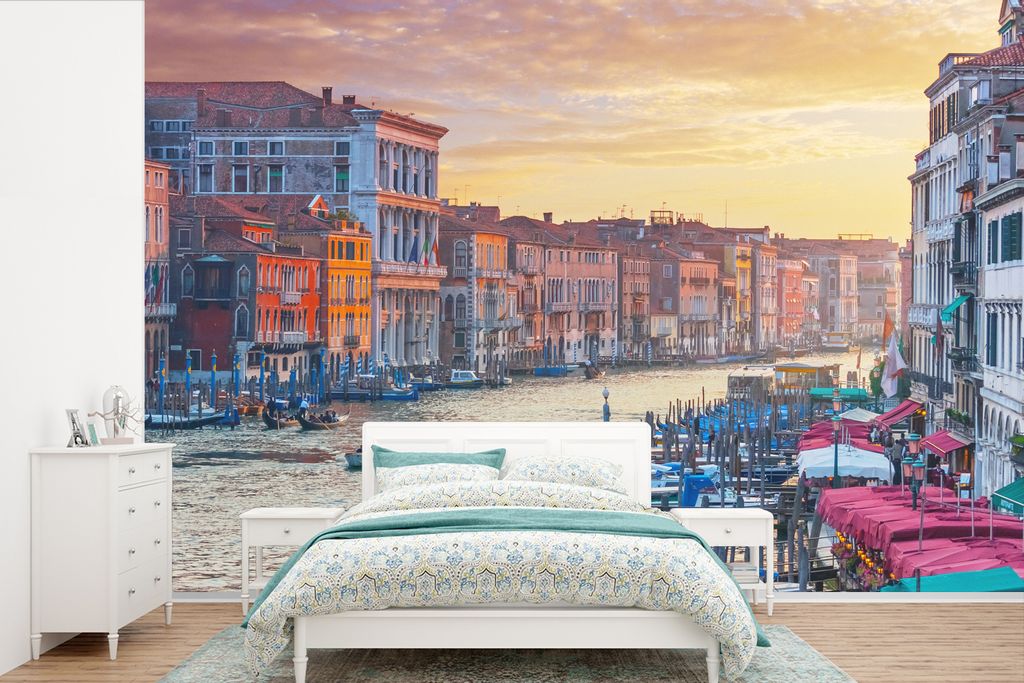 MuchoWow Fototapete für Wohnzimmer oder Schlafzimmer Wandtapete Vinyl Motivtapete Architektur - Venedig - Kanal - 420x280 cm - Zimmer für Kinder