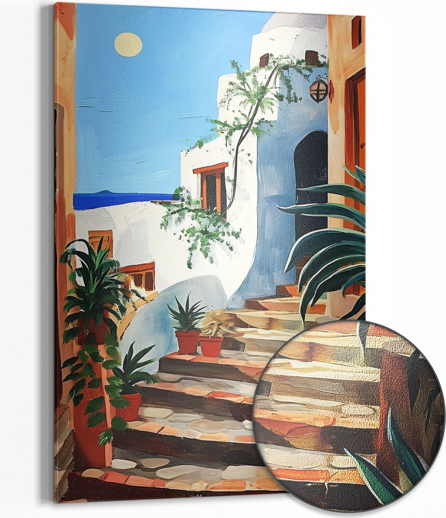 DEQOART Magnettafel Metall 60x90 cm 'Mediterrane Gasse' Whiteboard Pinnwand Büro