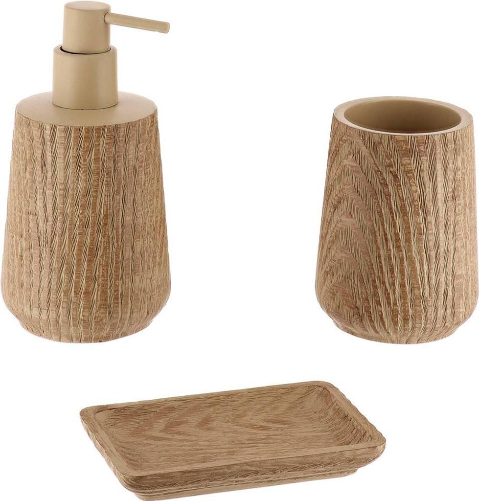 Set aus seifenspenderbecher und seifenschale aus polyresin Produktbild 