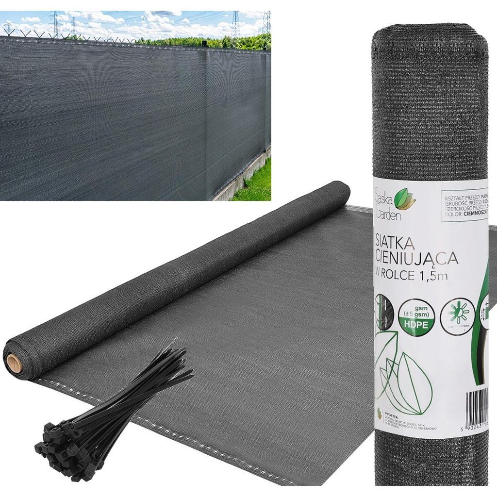 Beschattungsnetz für Zäune Tarnnetz für Balkone 110G/M2 1.5X50M Dunkelgrau